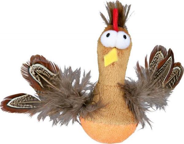 Trixie Kedi Oyuncağı Peluş Tüylü Tavuk Kediotlu 10cm - Image 1