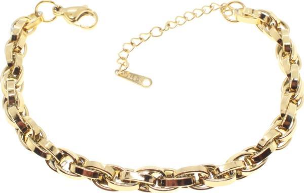 Altın Kaplama İç İçe Geçmeli Zincir Halat Unisex Çelik Bileklik - 1655 - Image 1