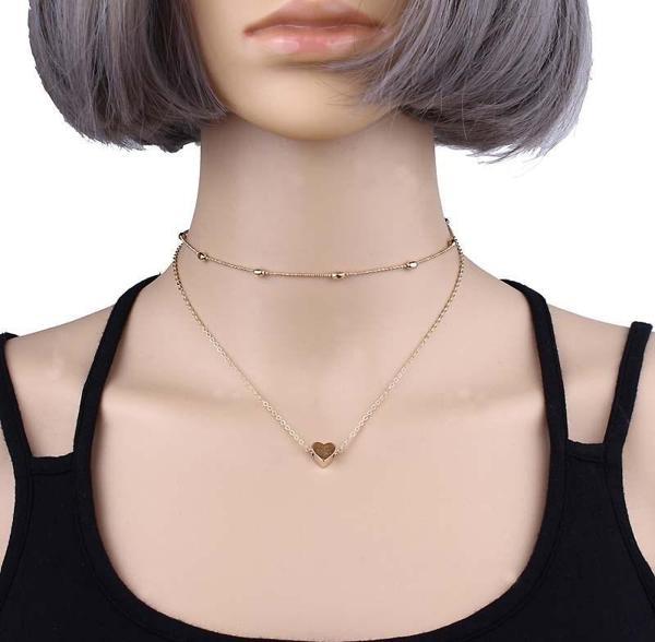 Altın Renk Gerdanlık Kolye Kadınlar İçin Top Zincir Kalp Kolye - 461 - Image 1