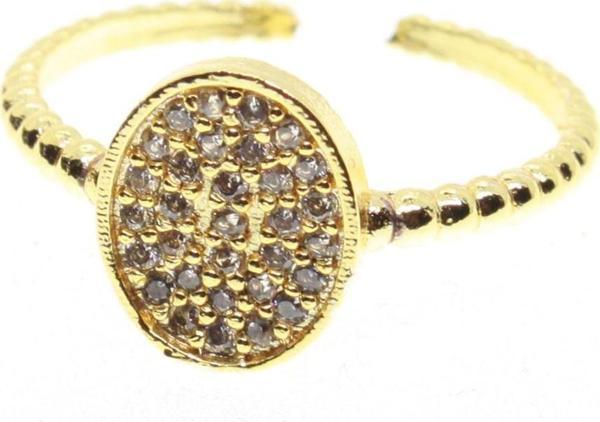 Altın Renk Oval Motif Zirkon Yüzük Ayarlabilir Her Parmağa Olur - 1535 - Image 1