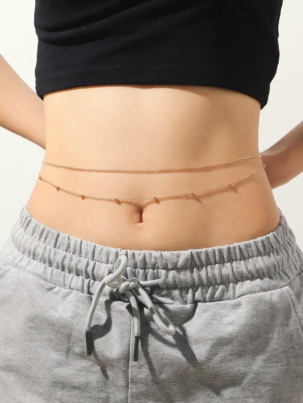 Altın Renk Sf  Ve Top Zincir Katmanlı Bel Zinciri Gold - 2101 - Image 1