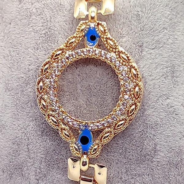 Altın Renk Zirkon Taşlı Çeyrek Altın Koyulan Bayan Bileklik Çerçeve 528 - Image 1