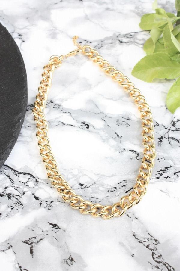 Gold Kaplama Büyük Boy Kalın Gourmet Cadena Zincir - 40 - Image 1