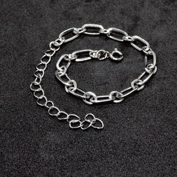 Gümüş Kaplama  Unisex Ezme Baklalı Bileklik  858 - Image 1