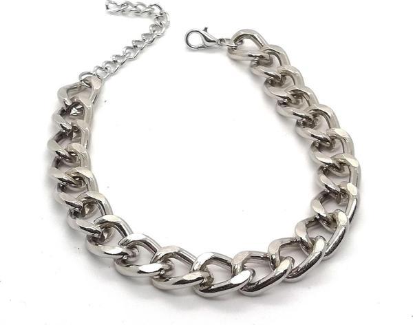 Gümüş Kaplama Kalın Zincirli Cadena Bileklik - 351 - Image 1