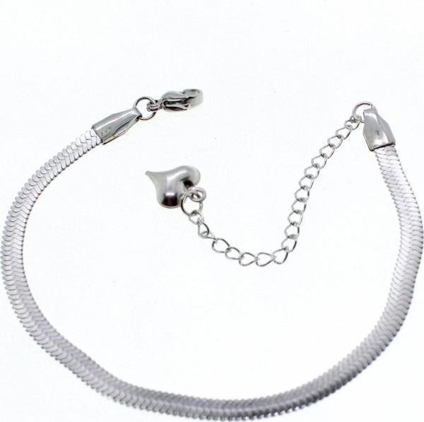 Gümüş Renk İtalyan Zincir Unisex Model Çelik Bileklik - 1669 - Image 1