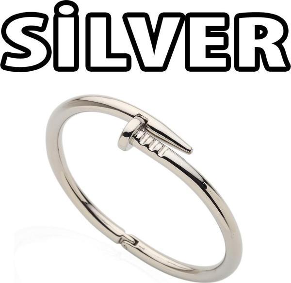 Kadın Rodyum Kaplama Cartier Model Çivi Bileklik Kelepçe  - 93 - Image 1