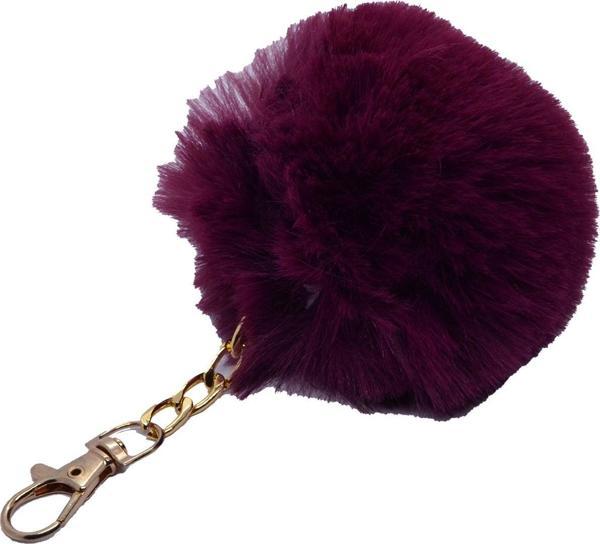 Patlıcan Moru Renk Peluş Ponpon Anahtarlık  973 - Image 1