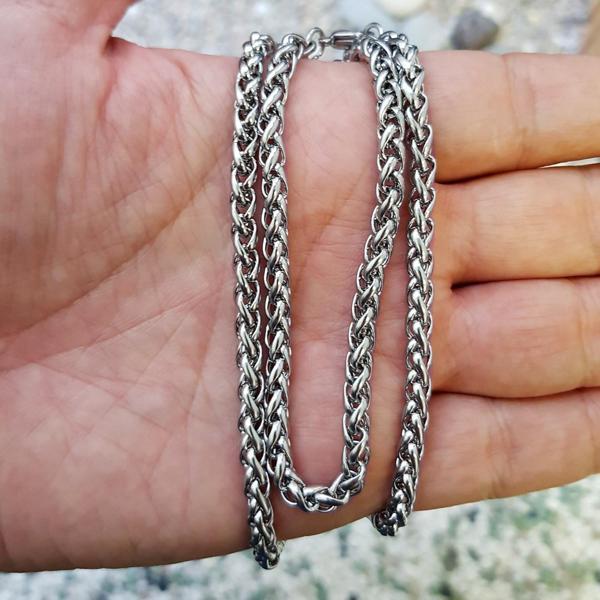 Gümüş Renk Chavin Angelus Lufigo Unisex Erkek Çelik Zincir Kolye 55 Cm Çelik Kolye  - 2673 - Image 1