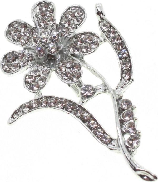 Gümüş Renk Çiçek  Model Broş - 1708 - Image 1
