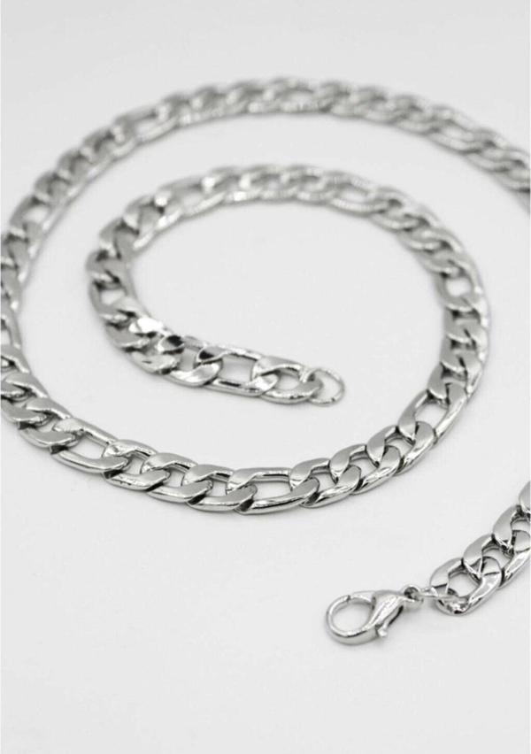 Gümüş Renk Cuban Unisex Erkek Metal Beyaz Çelik Zincir  Çelik Kolye - 2674 - Image 1
