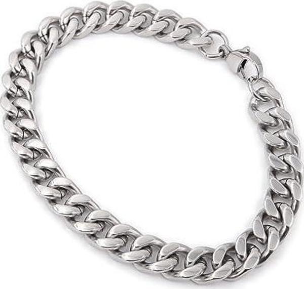 Gümüş Renk Traşlı Zincir Paslanmaz Unisex Çelik Bileklik  - 2798 - Image 1