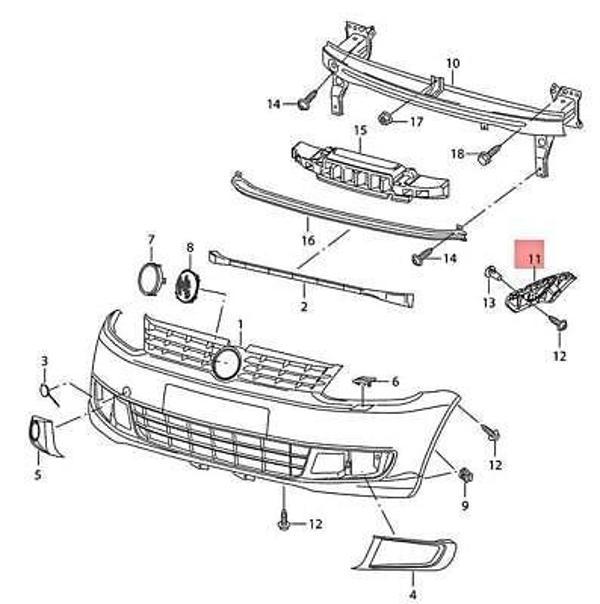 Vw Caddy 2010-2015 Tampon Braketi Ön Sağ  (Oem No:2K5807184) - Image 1
