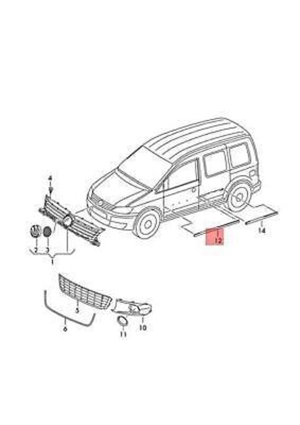 1996-2010 Volkswagen Caddy Ön Kapı Bandı Sol (Pleksan) (Adet) (Oem No:2K0853515E9B9) - Image 1