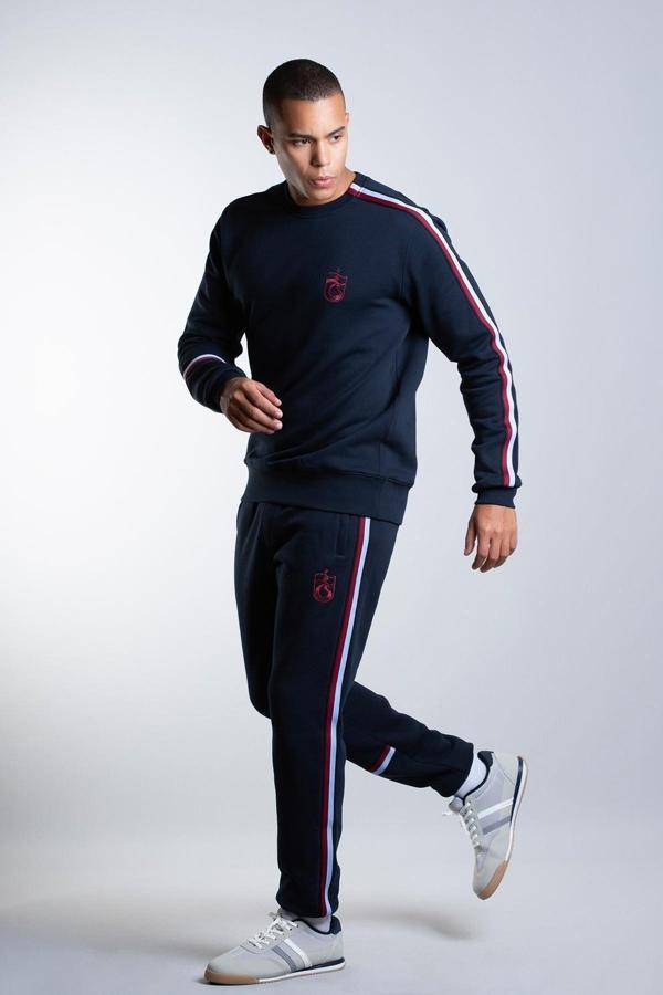 EŞOFMAN ALT 3 İPLİK BORDO MAVİ ŞERİTLİ - Image 1