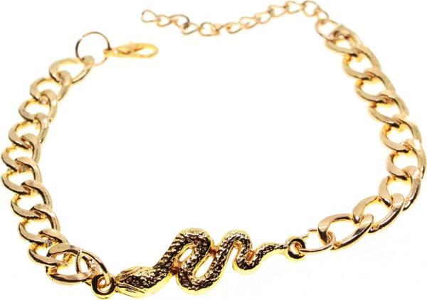Altın Renk Unisex Yılan Figurlu Cadena Bileklik - 1536 - Image 1