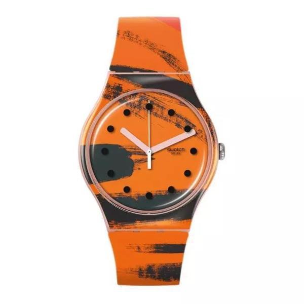Swatch BARNS-GRAHAM'S ORANGE AND RED ON PINK SUOZ362 Kol Saati - Image 1