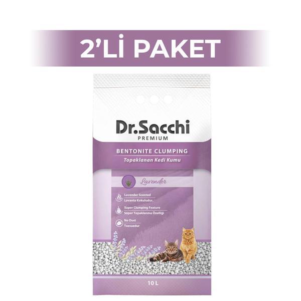 Dr.Sacchi Süper Emici Lavantalı Topaklanan Bentonit Doğal Kedi Kumu 10 lt 2 Adet - Image 1
