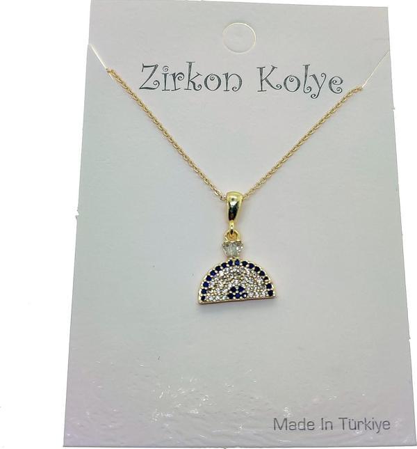 Altın Renk Yarım Kubbe Nazar Göz Model Zirkon Kolye  - 2750 - Image 1