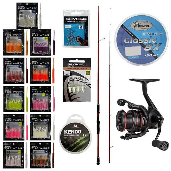 YekOutdoor FireWorm LRF Seti Okuma Red Spin 7'6'' 228 cm 3-15 gr 2 Parça&Okuma Ceymar HD CHD-2500A 7+1BB Olta Makinesi - Image 1