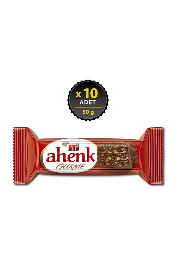 Eti Ahenk Gurme Çikolata Kapli Fındık KremalI Gofret 50 g x 10 Adet - Image 1