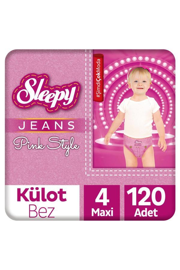 Sleepy Pink Jeans Külot Bez 4 Numara Maxi 4’lü Jumbo 120 Adet - Image 1