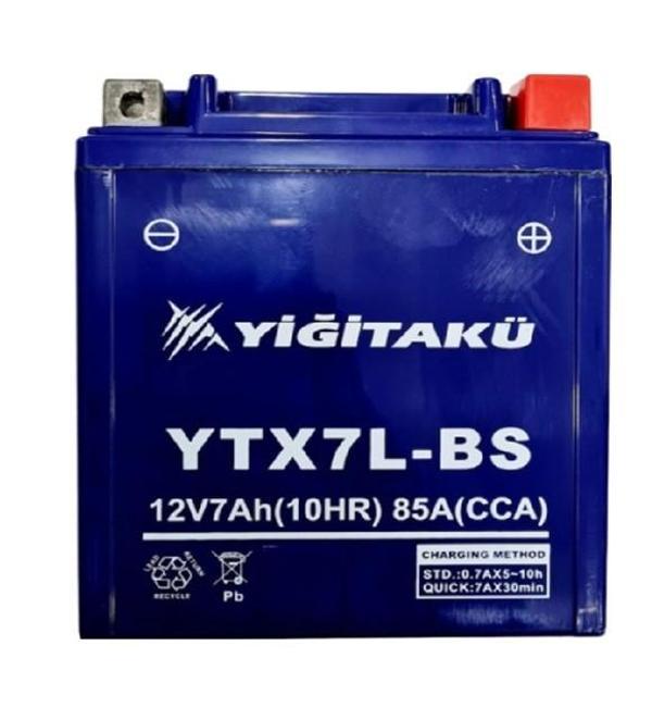 YİĞİT 12V 7A  YTX7L 7 YÜKSEK MOTOSİKLET AKÜSÜ EBATLAR: 113 x 70 x 132mm - Image 1