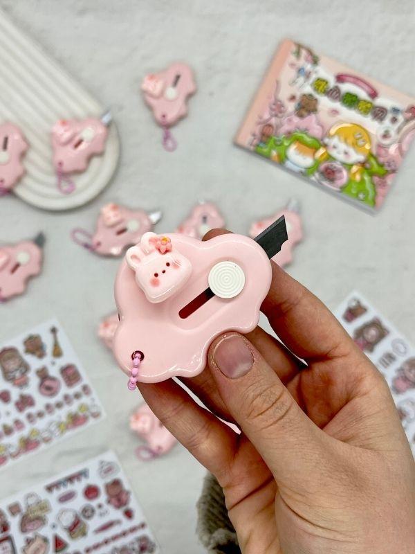 Tavşan Desenli Pembe Mini Maket Bıçağı/Sanat Bıçağı /Bullet Journal/Scropbook - Image 1