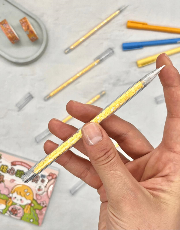 Kalem Görünümlü Sarı Pullu Seramik Uçlu Maket Bıçağı / Sanat Bıçağı / Bullet Journal - Image 1