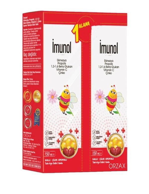 İMUNOL İmunol Ballı Çilek Aromalı Şurup 150 ml - 1 Alana 1 Bedava - Image 1