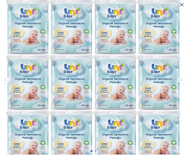 Uni Baby Bebek Temizleme Pamuğu 60'lı 12 Adet - Image 1