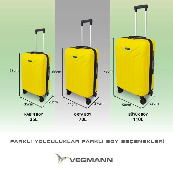 Vegmann Tartılı Scavel Sarı 3 lü Valiz Seti - Image 1