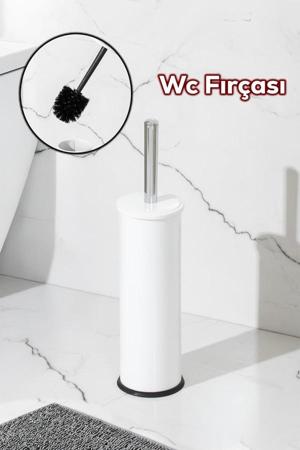 Porsima 831B Beyaz Çelik Tuvalet Wc Fırçası - Çelik Fırçalık Beyaz - Image 1