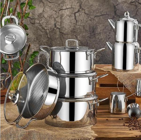 Aryıldız Crystal Cam 20 Parça İdeal Set Çelik Çeyiz Tencere Seti - Image 1