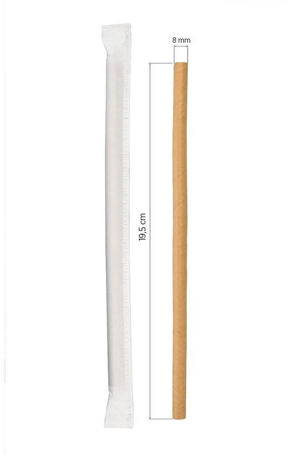 Alsepeteavm  Roll-up Kağıt Sargılı Frozen Kağıt Pipet Kraft 8mmx19,5cm 100 Adet - Image 1