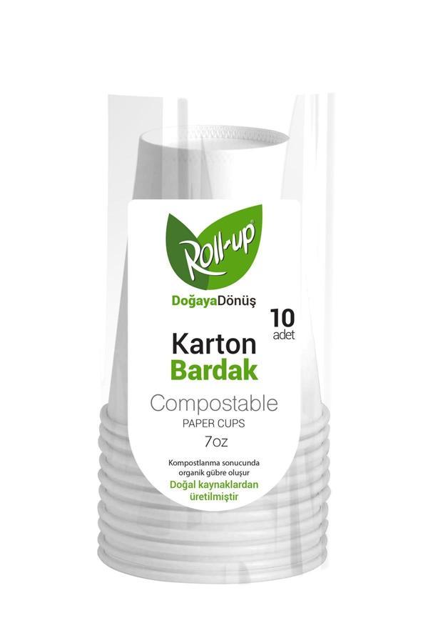 Alsepeteavm  Roll-up Doğa Dostu Karton Bardak 7oz 10lu - Image 1