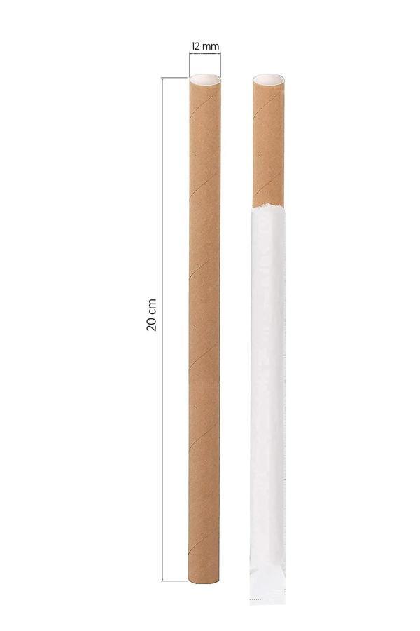 Alsepeteavm  Roll-up Kağıt Sargılı Kağıt Pipet Kraft 12mmx20cm 50 Adet - Image 1