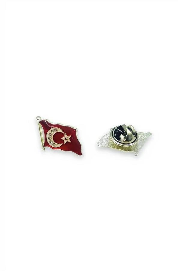 Alsepeteavm Ayyıldız Taşlı Türk Bayrak Rozeti (30 'lu) - Image 1