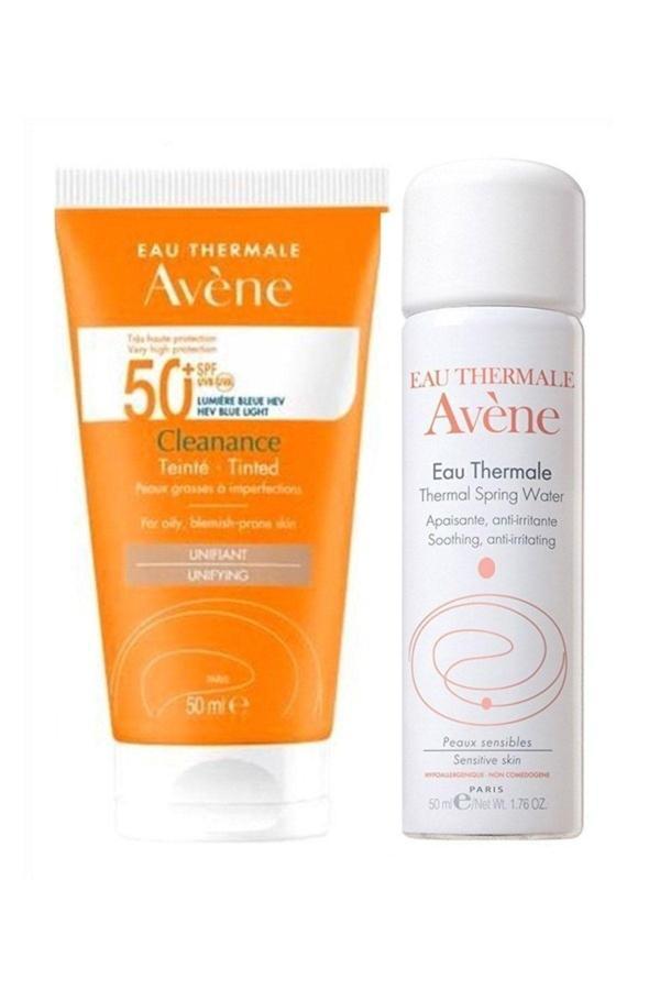 Avene Cleanance Tinted Spf 50+ Yağlı/Akneye Eğilimli Ciltler İçin Renkli Güneş Kremi 50Ml - Termal Su 50Ml - Image 1