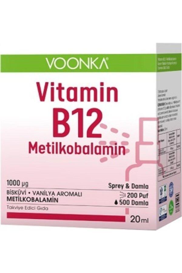 Voonka Vitamin B12 Sprey&Damla Bisküvi Ve Vanilya Aromalı-1000 Mg B12 20 Ml - Image 1