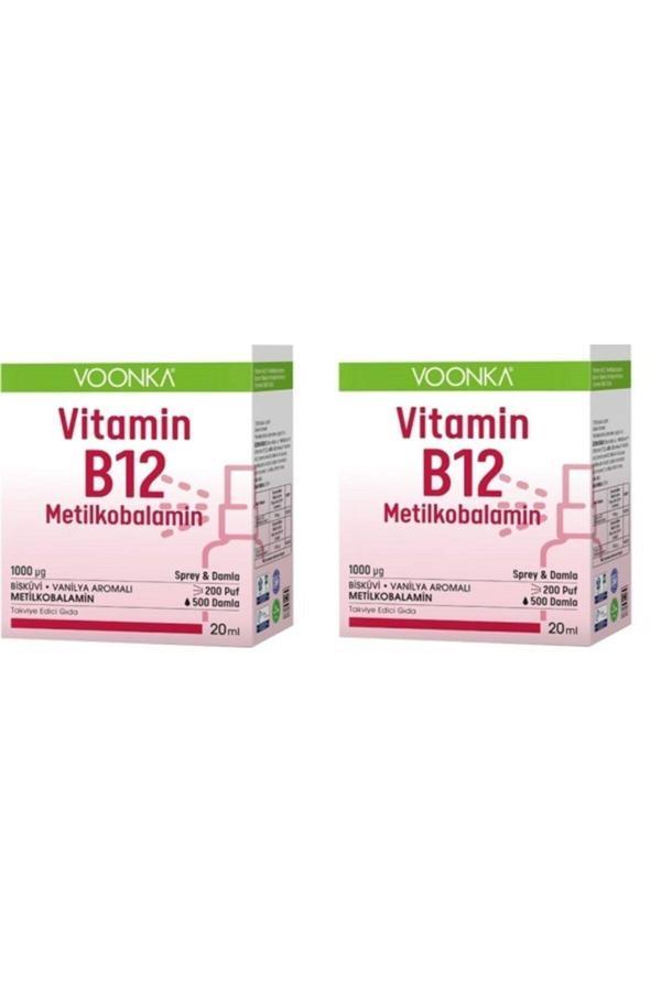 Voonka Vitamin B12 Sprey&Damla Bisküvi Ve Vanilya Aromalı-1000 Mg B12 20 Ml*2 Adet - Image 1