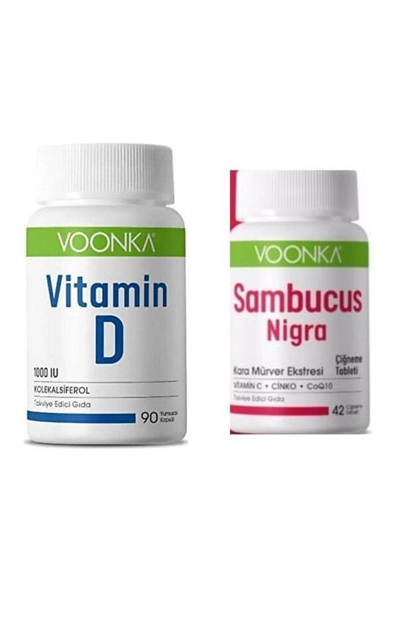Voonka Vitamin D İçeren Takviye Edici Gıda 90 Kapsül - Sambucus Nigra 42 Çiğneme Tablet - Image 1