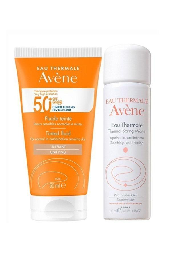 Avene Tinted Fluid Spf 50+ Normal Veya Karma Ciltler İçin Yüksek Korumalı Güneş Kremi 50Ml- Termal Su 50Ml - Image 1