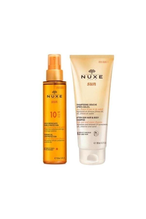 Nuxe Bronzlaştırıcı Yüz Ve Vücut Yağı Spf10 150 Ml + Güneş Sonrası Nemlendirici Saç Ve Vücut Şampuan - Image 1