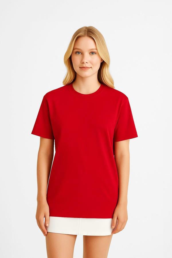 Kadın %100 Pamuk Basic T-shirt - Image 1
