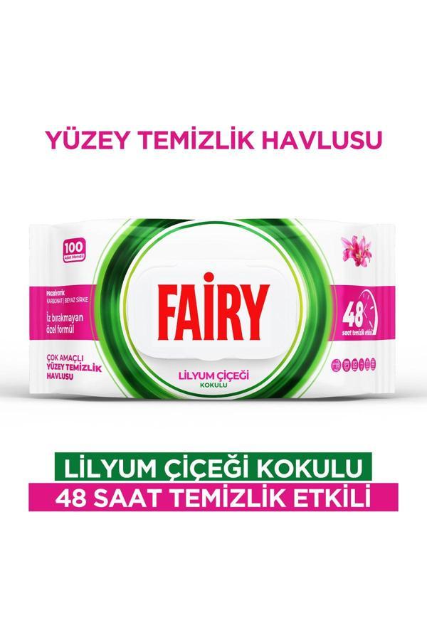 Fairy Çok Amaçlı Yüzey Temizlik Havlusu 100 Yaprak | Lilyum Çiçeği| Beyaz Sirke & Karbonat - Image 1