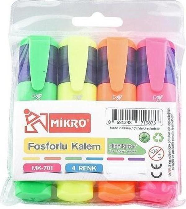 MİKRO FOSFORLU KALEM 4 LÜ 4 RENK MK-701SET - Image 1