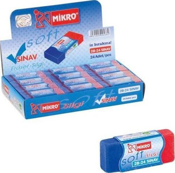 MİKRO SİLGİ SINAV SİLGİSİ MAVİ KIRMIZI 24 adet - Image 1