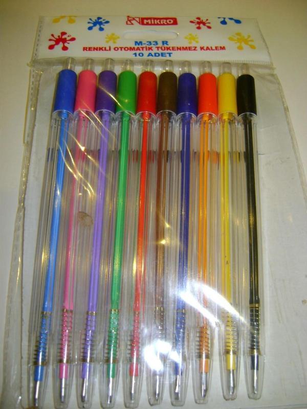 MİKRO TÜKENMEZ KALEM M-33R RENKLİ OTOMATİK 10LU 5 PAKET - Image 1