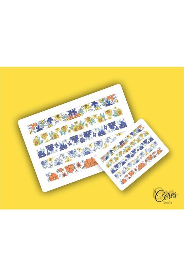 Washi Tape | Renkli - Eğlenceli - Nostaljik - Retro | Etiket Sticker (1 SAYFA) - Image 1